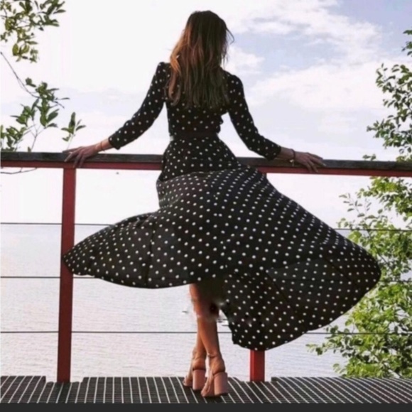 Zara Dresses & Skirts - Zara Long Polka Dot Dress